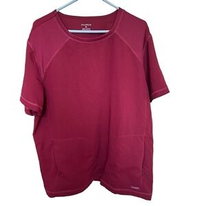 Jaanuu Men's Raglan‎ Sleeve Top Scrub Short Sleeve Burgundy Size XL J86018